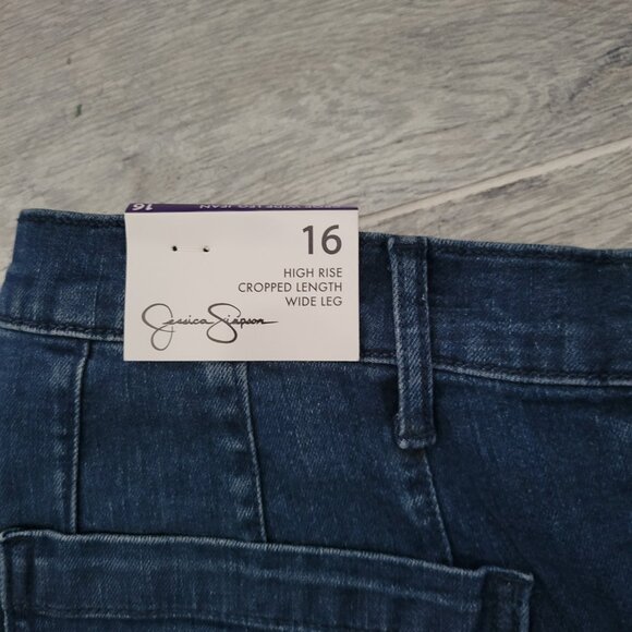 Jessica Simpson Jeans Women's 16 Blue Denim High Rise Cropped Wide Leg NWT - Picture 2 of 7